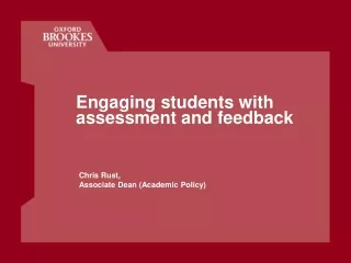 Engaging students with assessment and feedback