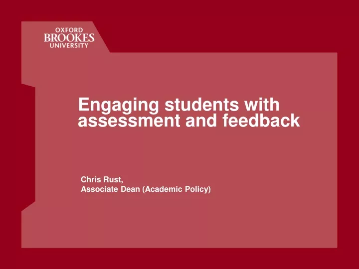 engaging students with assessment and feedback