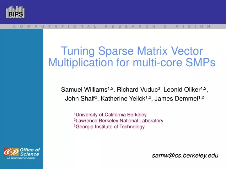 tuning sparse matrix vector multiplication for multi core smps