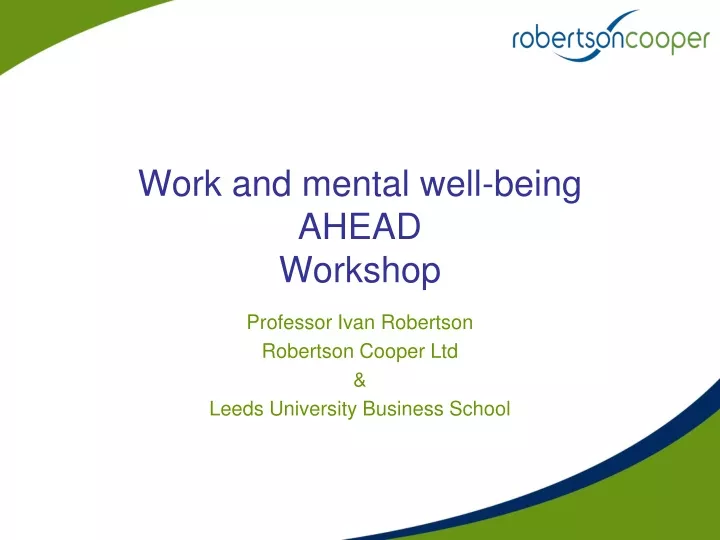 work and mental well being ahead workshop