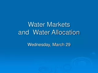 Water Markets  and  Water Allocation