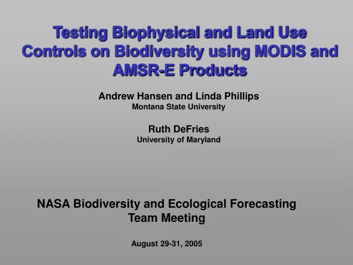 testing biophysical and land use controls