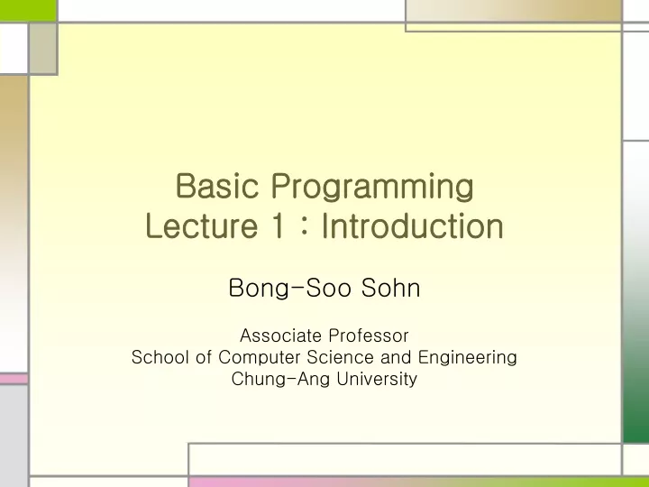 basic programming lecture 1 introduction