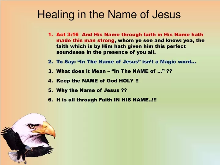 healing in the name of jesus