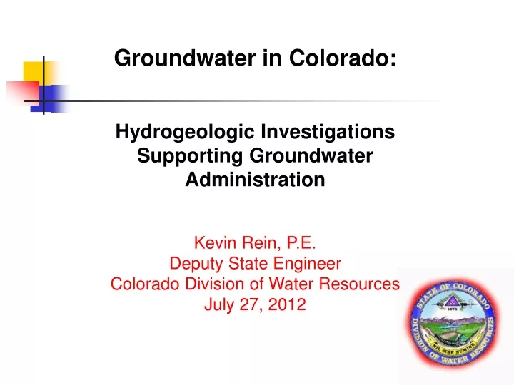 groundwater in colorado hydrogeologic