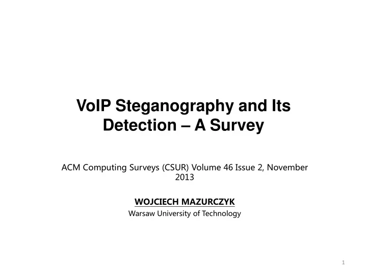 voip steganography and its detection a survey