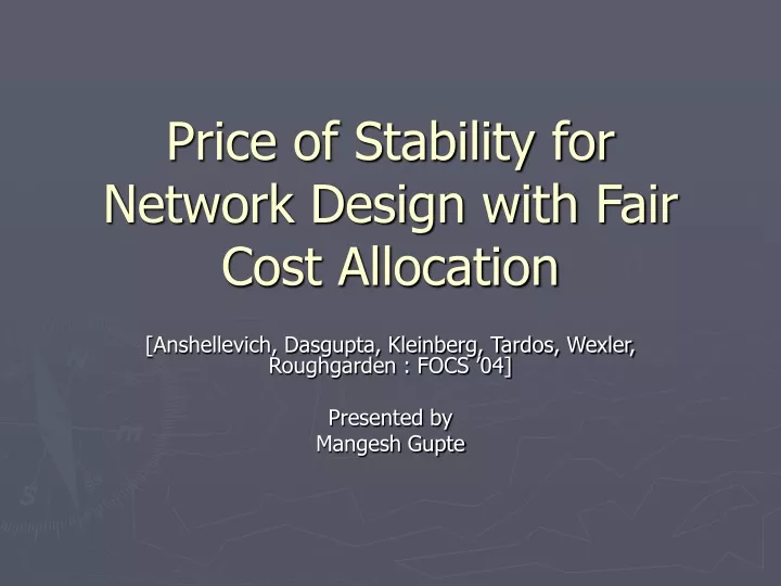 price of stability for network design with fair cost allocation