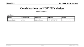 Considerations on NGV PHY design