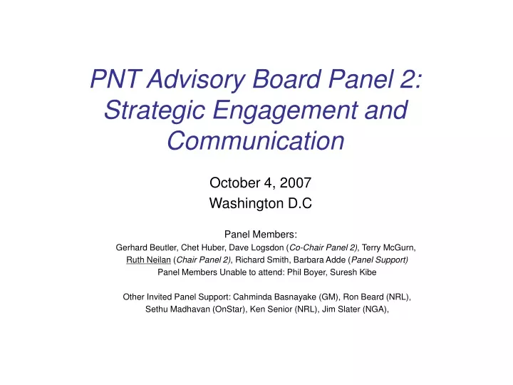 pnt advisory board panel 2 strategic engagement and communication