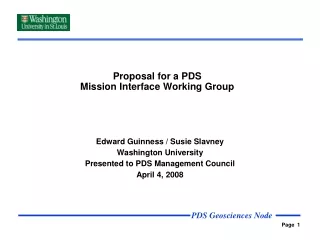 Proposal for a PDS Mission Interface Working Group