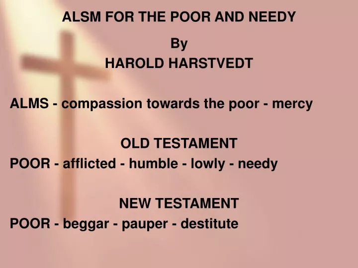 alsm for the poor and needy