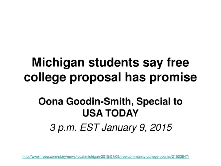 michigan students say free college proposal has promise
