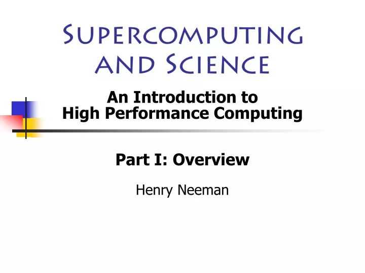 supercomputing and science