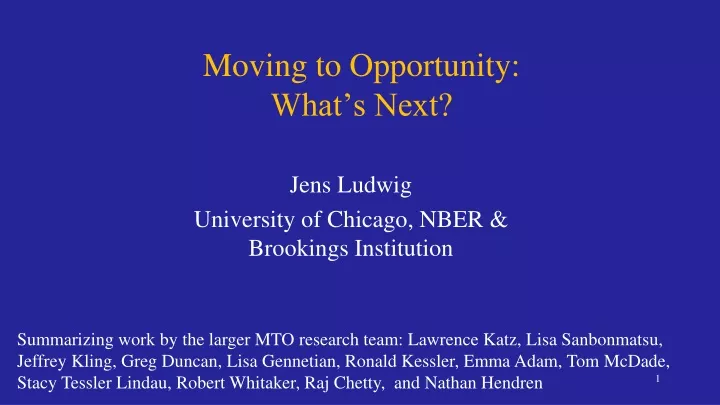 moving to opportunity what s next