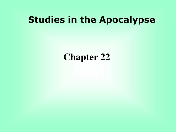 studies in the apocalypse