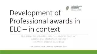 Development of Professional awards in ELC – in context