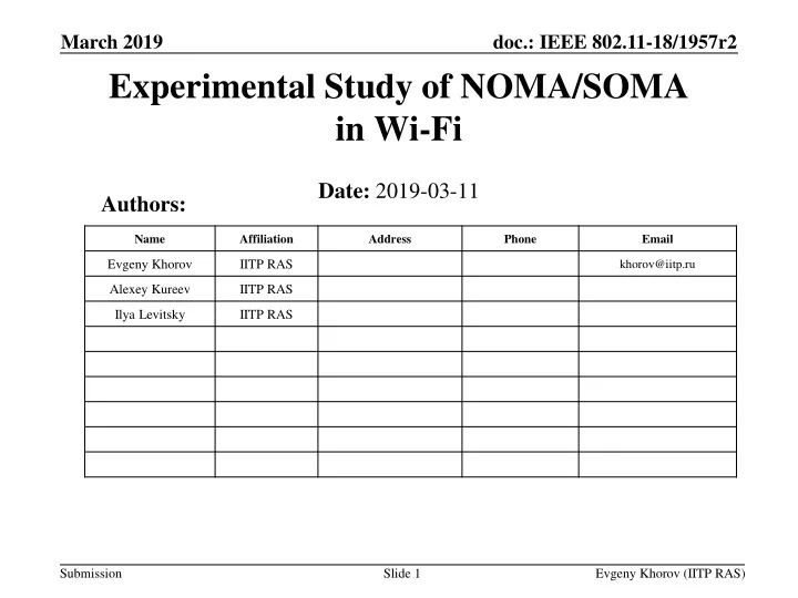 experimental study of noma soma in wi fi