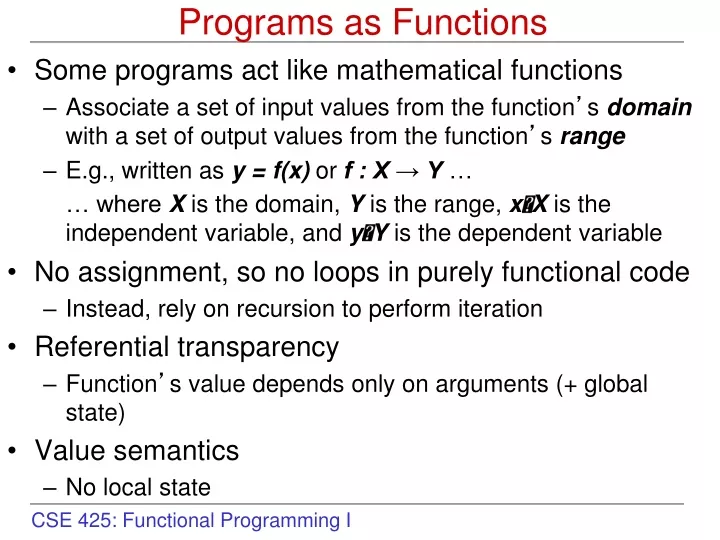 programs as functions