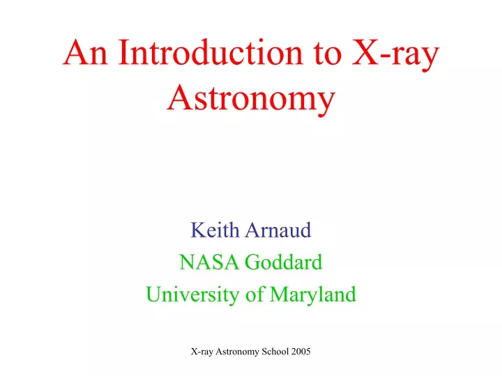 an introduction to x ray astronomy