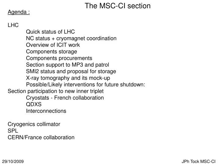 the msc ci section