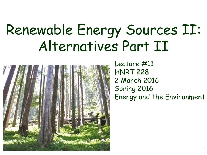 renewable energy sources ii alternatives part ii