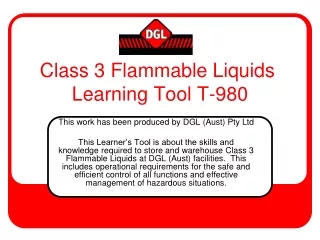Class 3 Flammable Liquids  Learning Tool T-980
