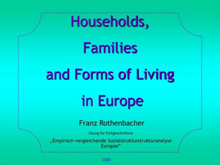 households families and forms of living in europe