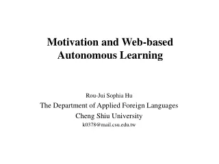 Motivation and Web-based Autonomous Learning