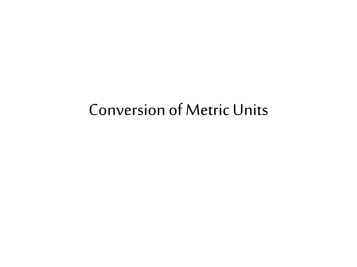 conversion of metric units