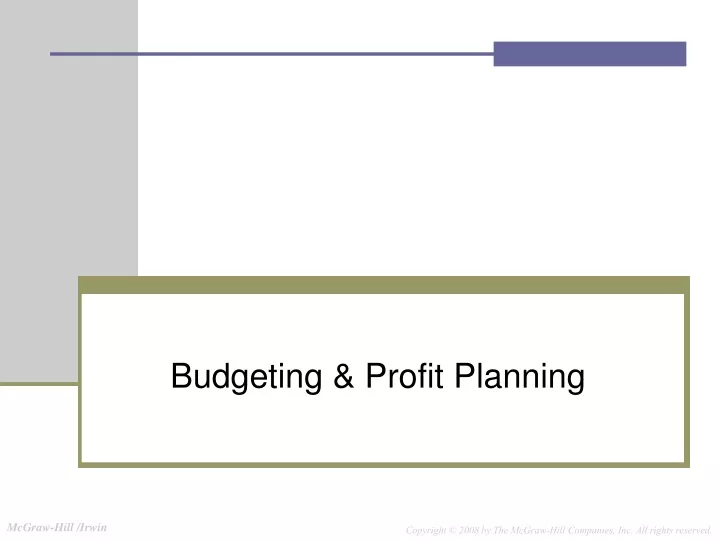 budgeting profit planning
