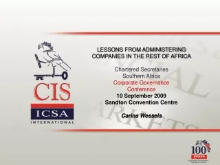 LESSONS FROM ADMINISTERING COMPANIES IN THE REST OF AFRICA Chartered Secretaries  Southern Africa