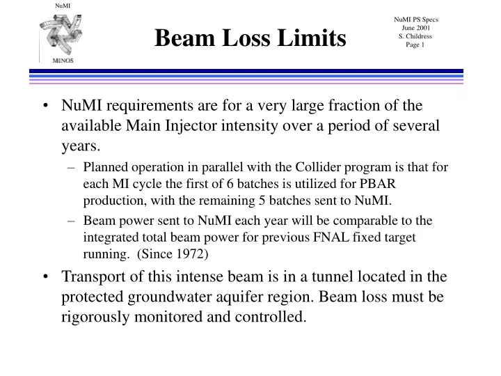 beam loss limits