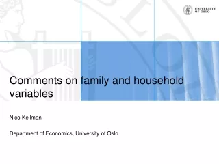 Comments on family and household variables