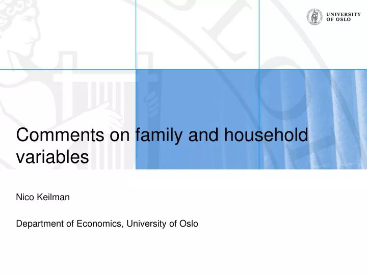 comments on family and household variables