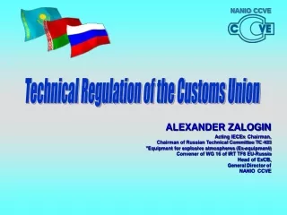 ALEXANDER ZALOGIN Acting  IECEx   Chairman , Chairman of Russian Technical Committee TC 403