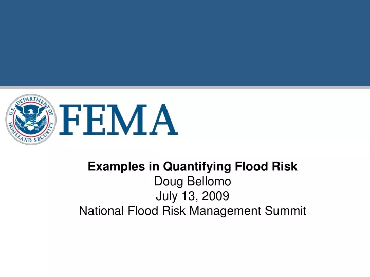 examples in quantifying flood risk doug bellomo