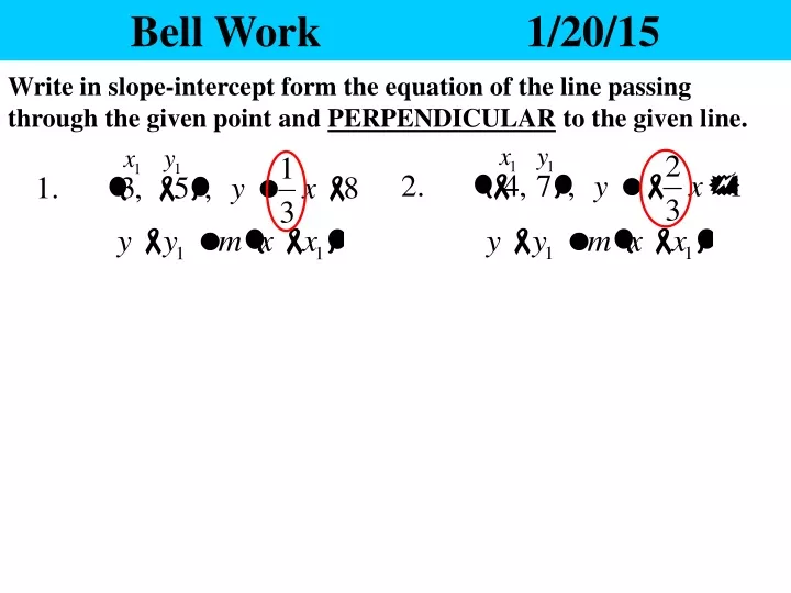 bell work 1 20 15