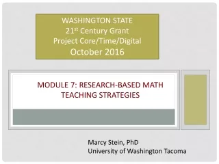 Module 7:  Research -Based Math Teaching Strategies