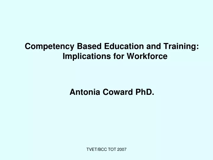 competency based education and training
