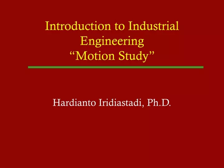 introduction to industrial engineering motion study