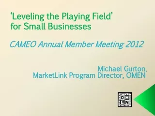 ‘Leveling the Playing Field’ for Small  Businesses