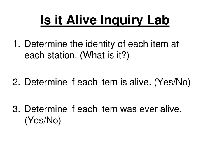 is it alive inquiry lab