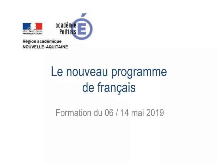 le nouveau programme de fran ais