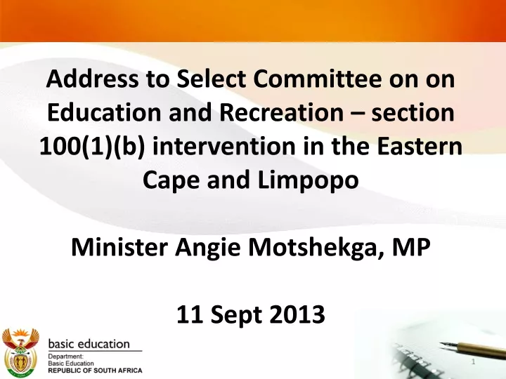 address to select committee on on education