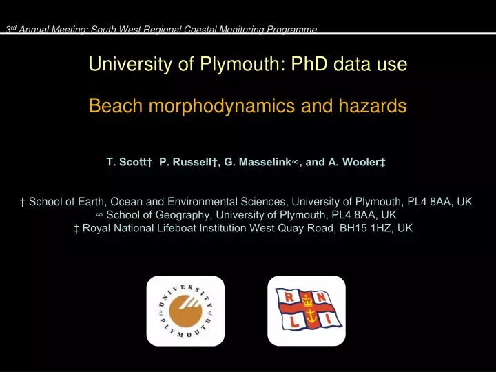 university of plymouth phd data use beach morphodynamics and hazards