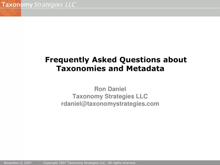 frequently asked questions about taxonomies and metadata