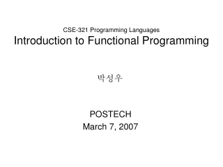 CSE-321 Programming Languages Introduction to Functional Programming