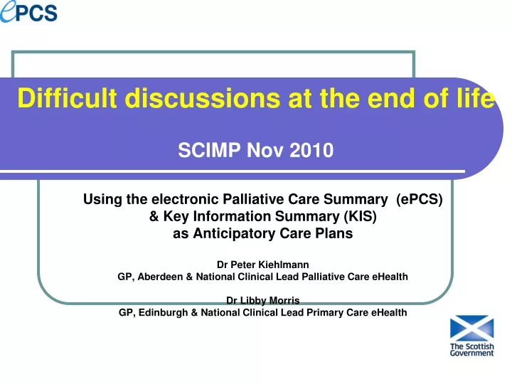difficult discussions at the end of life scimp nov 2010