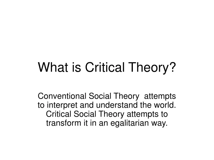 what is critical theory