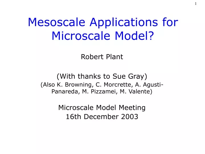 mesoscale applications for microscale model